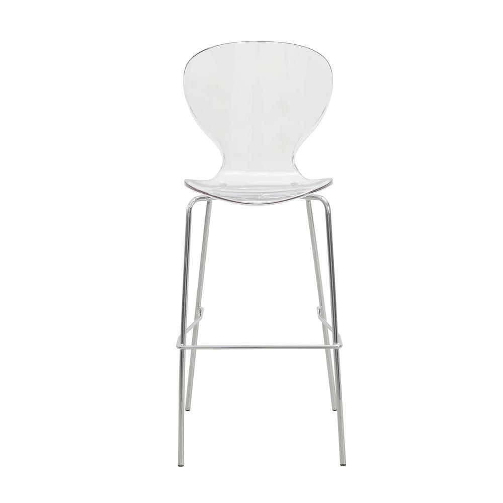 Oyster Acrylic Barstool with Steel Frame in Chrome Finish Set of 2 in Clear. Picture 5