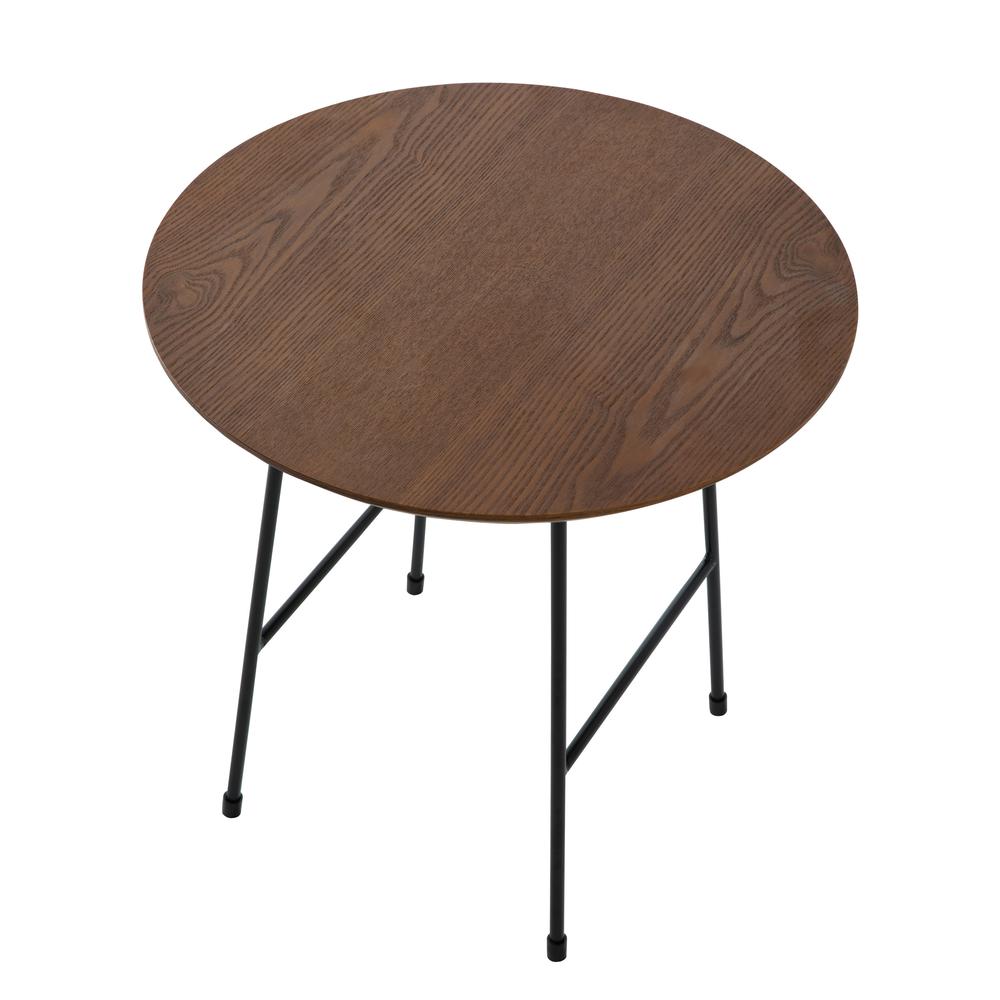 Rossmore Mid Century Modern Round Side Table With Black Steel Frame. Picture 5