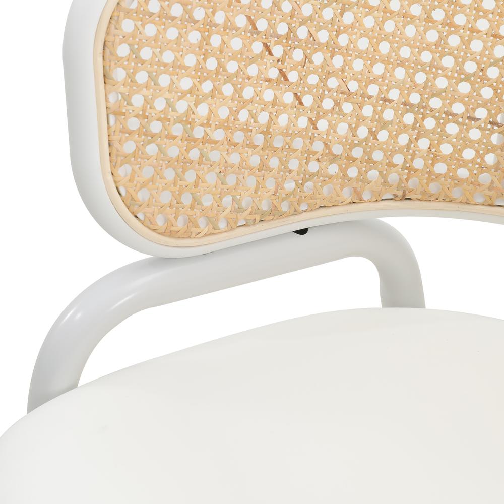 Ervilla Modern Dining Chair with White Powder Coated Steel Legs and Wicker Back. Picture 8
