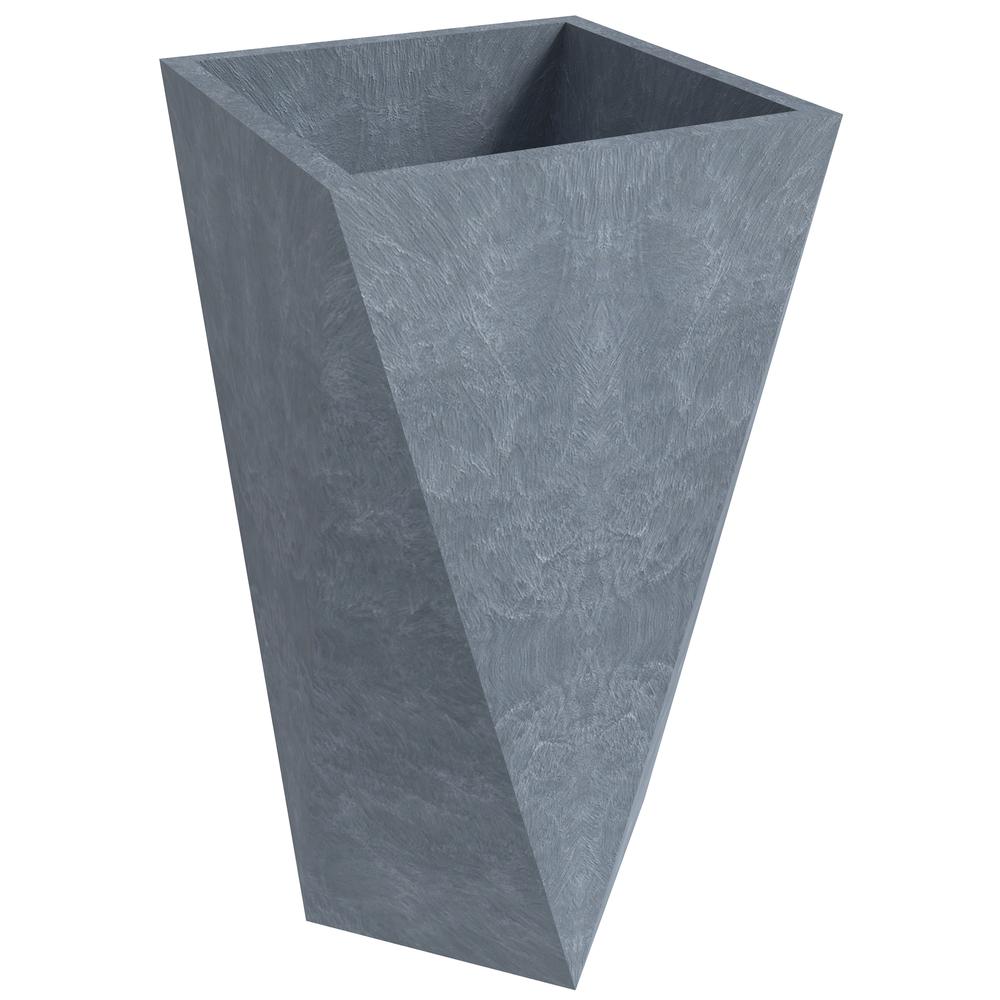 Aloe Series PolyStone Planter in Grey, 17 x 17, 34.6 High. Picture 1