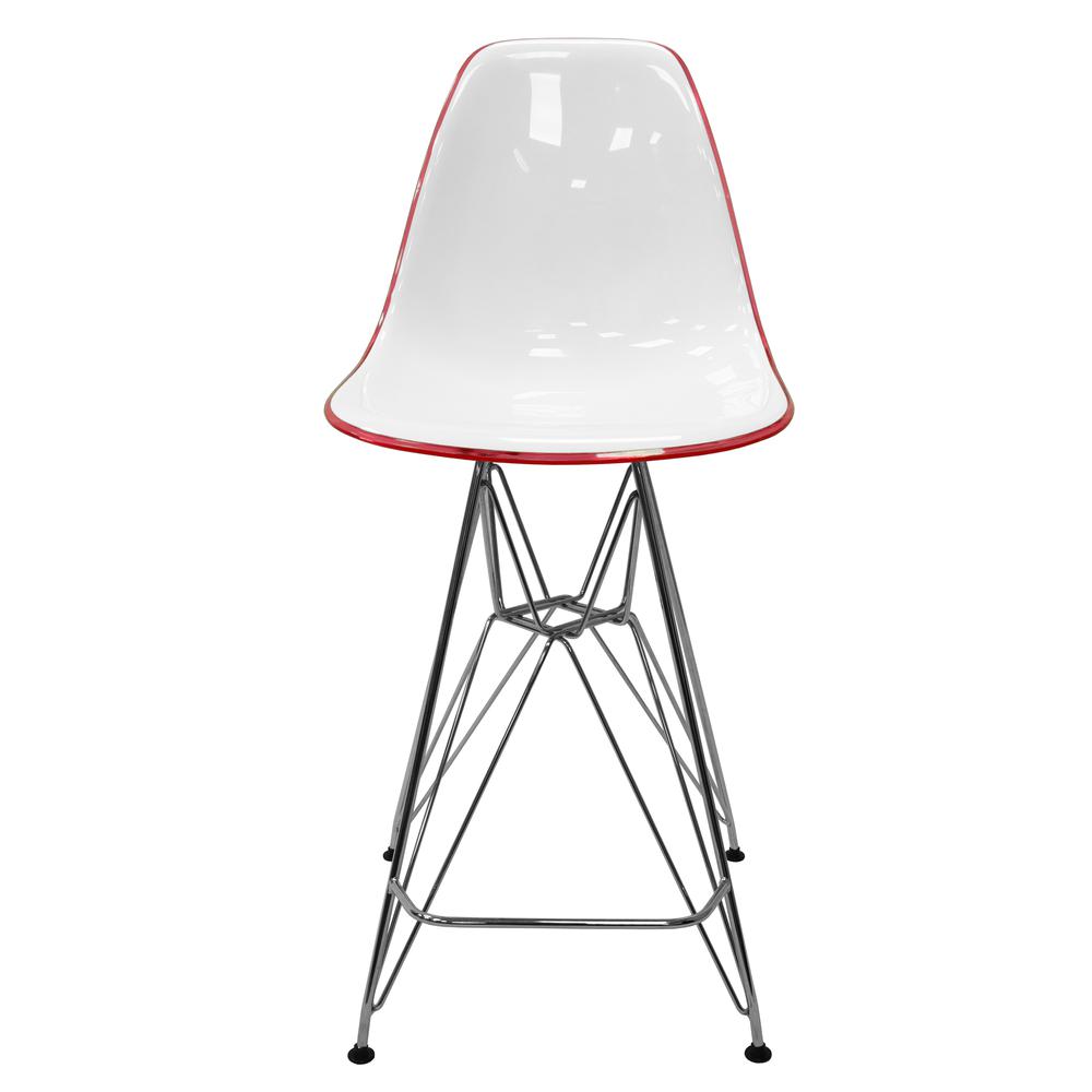 Cresco Modern Acrylic Barstool with Chrome Base and Footrest. Picture 4