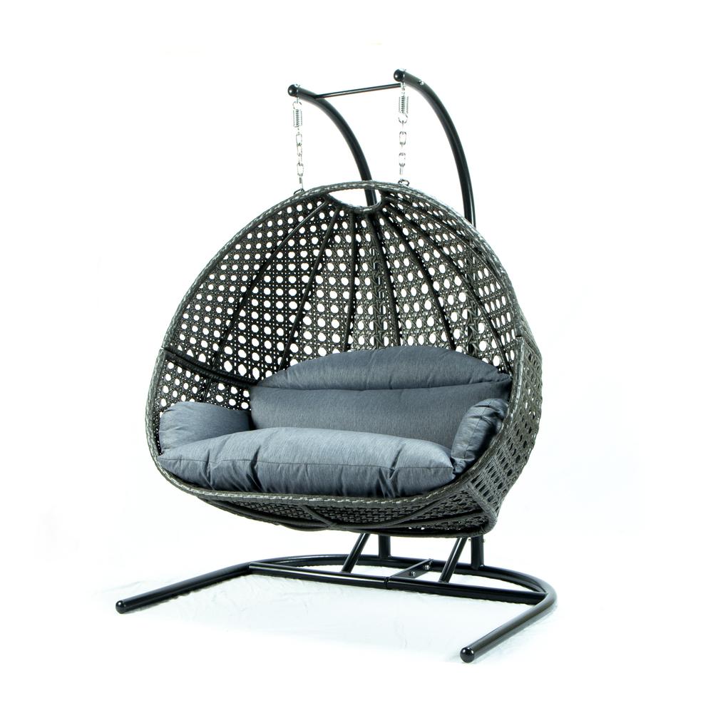 LeisureMod Wicker Hanging Double Egg Swing Chair  ESCU57CBU. Picture 1
