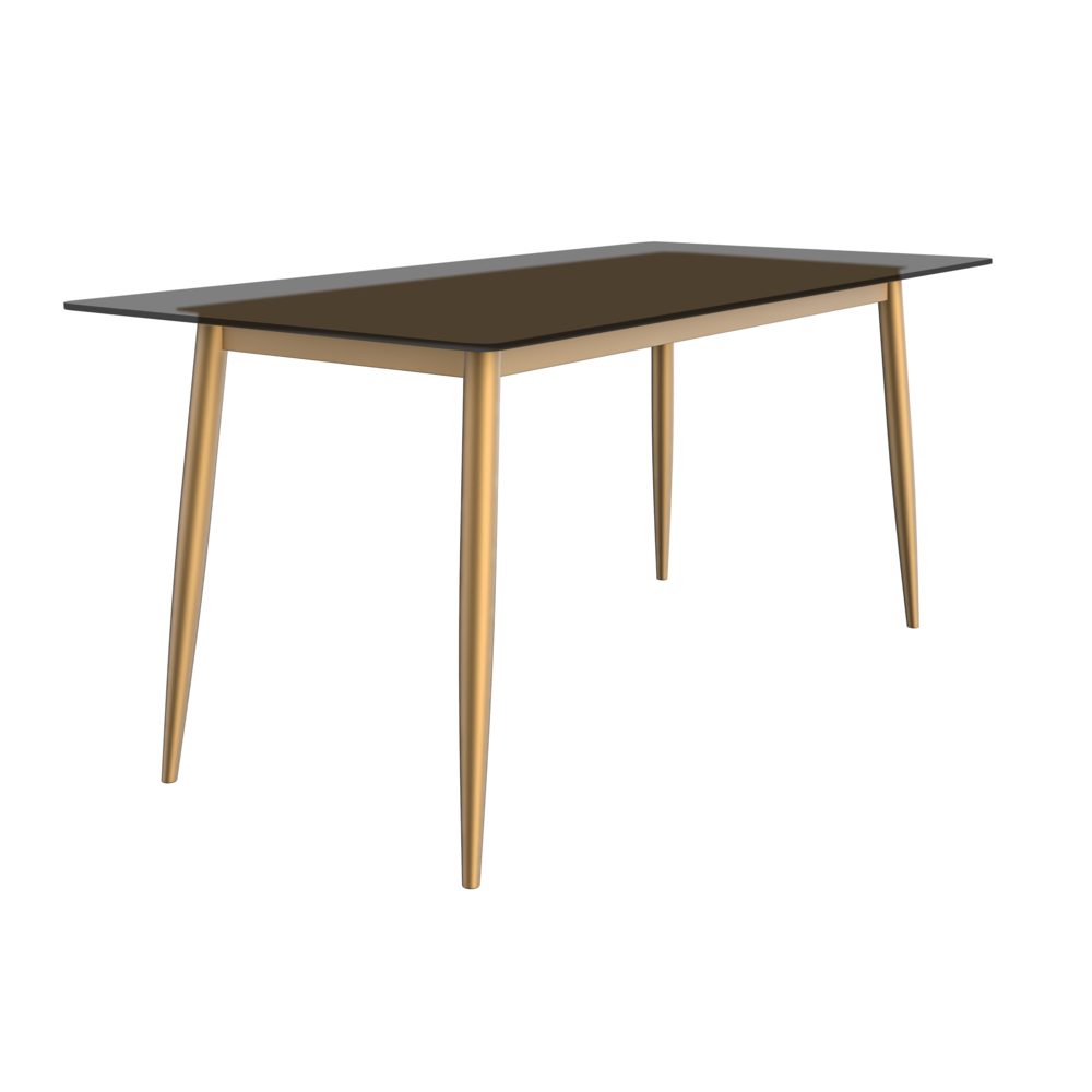 Zayle Series Modern Dining Table Brushed Gold Base, With 71 Clear Glass Top. Picture 2