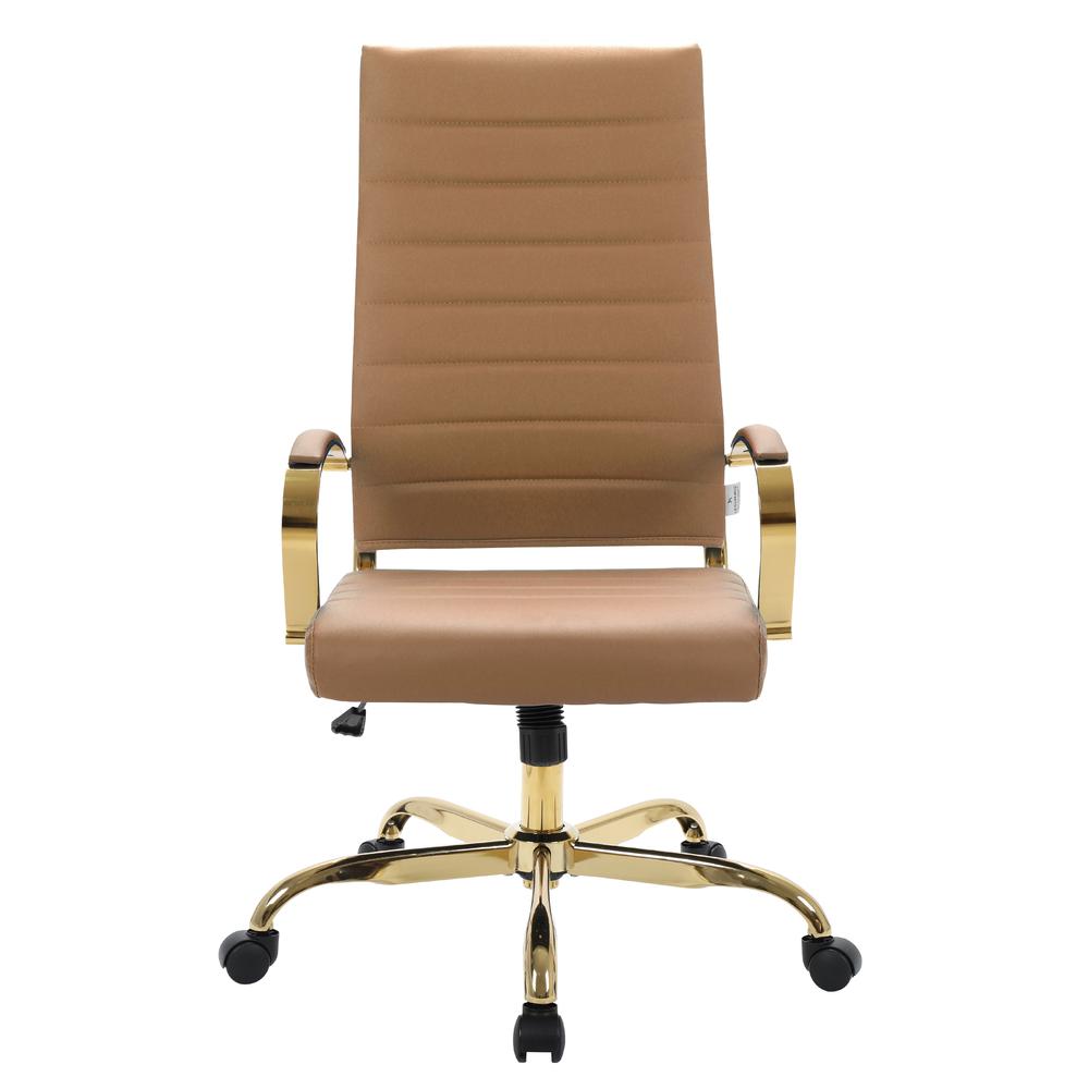 Benmar High-Back Leather Office Chair With Gold Frame. Picture 6