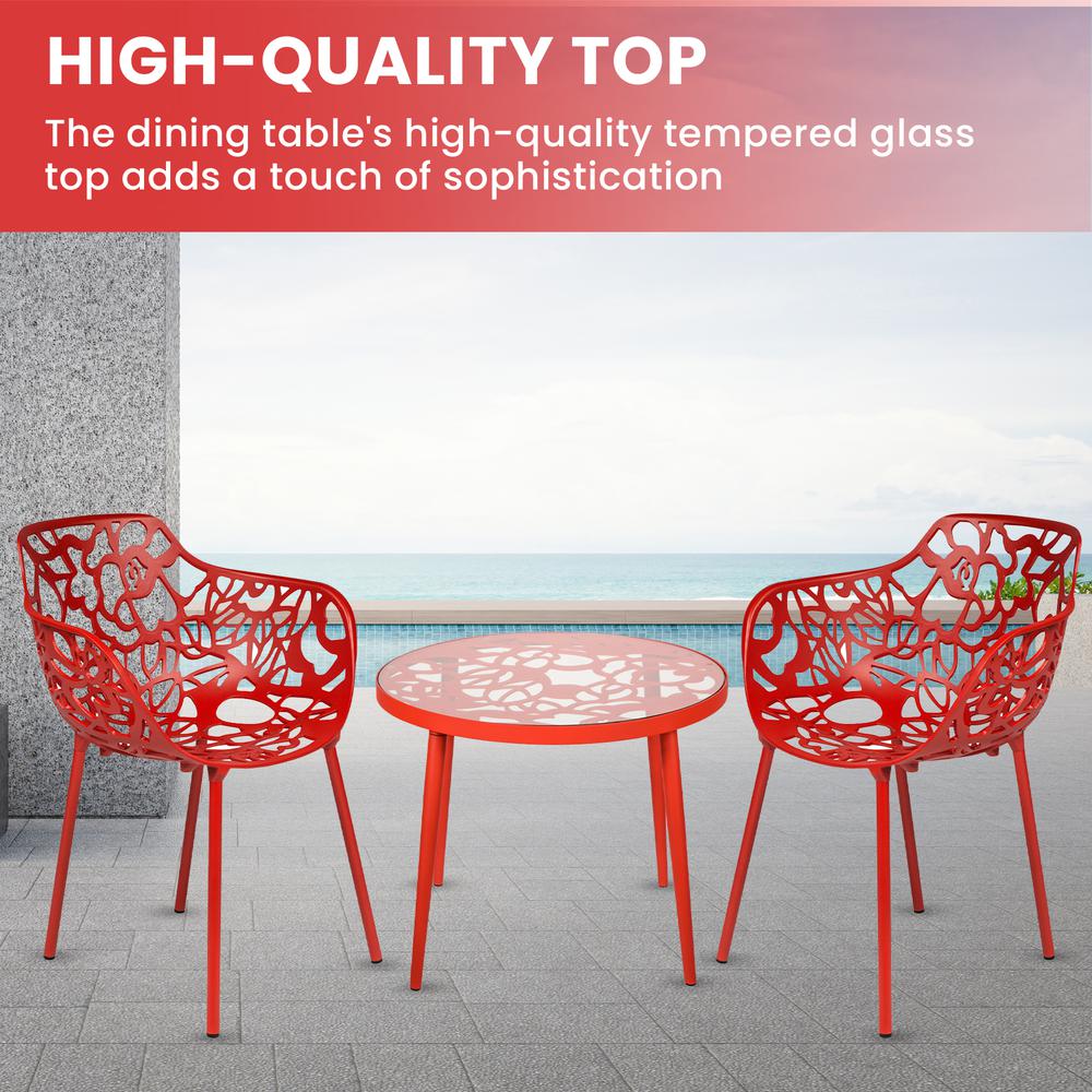 3-Piece Aluminum Outdoor Patio Dining Set with Tempered Glass Top Table. Picture 20