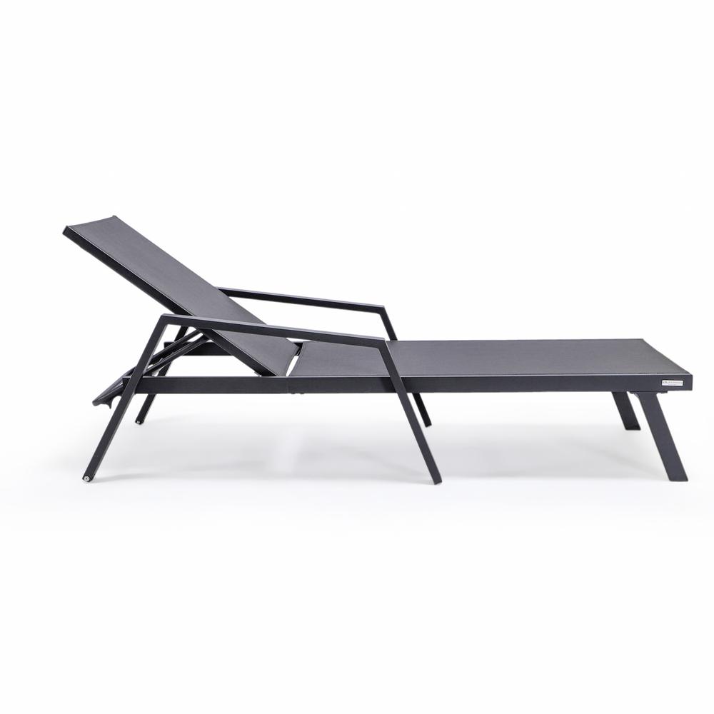 Marlin Patio Chaise Lounge Chair With Armrests in Black Aluminum Frame. Picture 6
