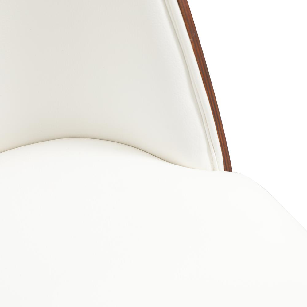 Dining Side Chair with Leather Seat and White Powder-Coated Steel Frame. Picture 7