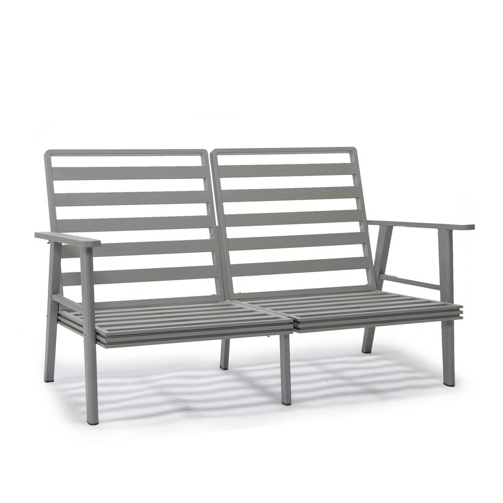 3-Piece Outdoor Patio Set with Grey Aluminum Frame and Loveseat and Armchairs. Picture 13