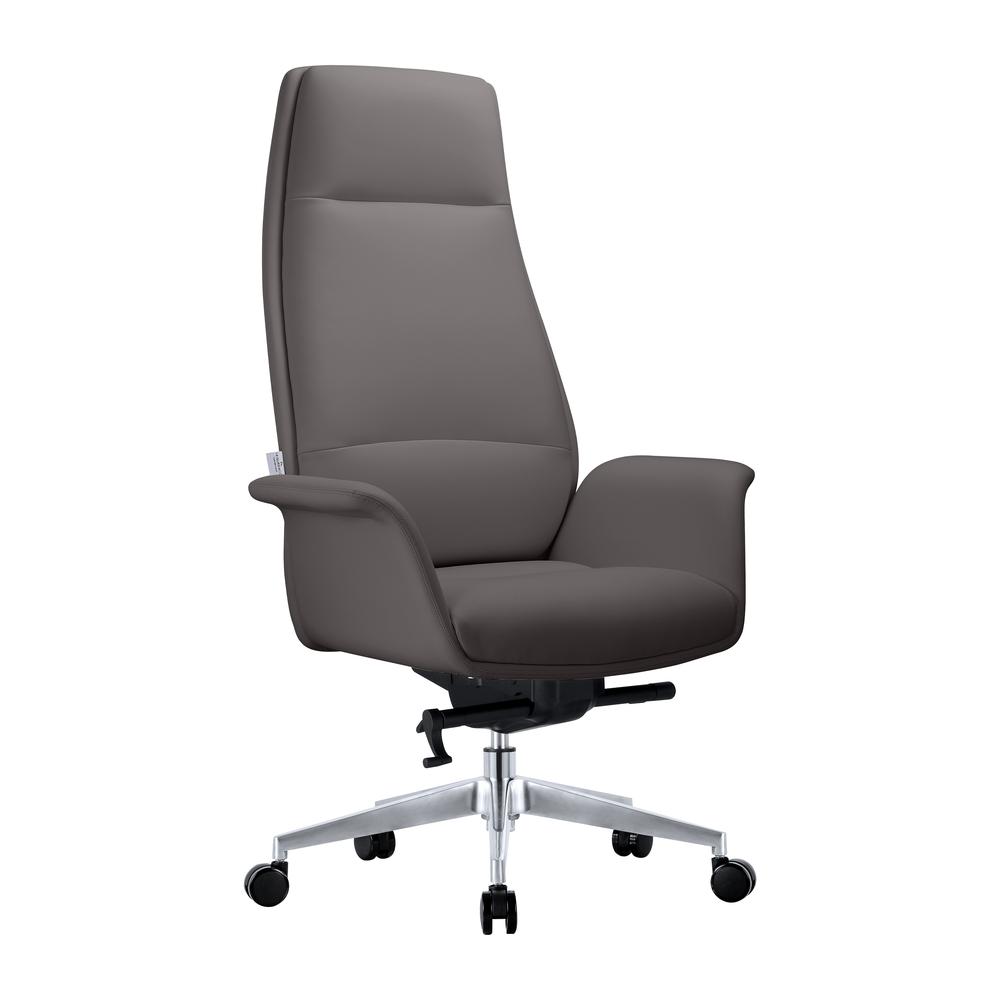 Summit Series Tall Office Chair In Grey Leather. Picture 1