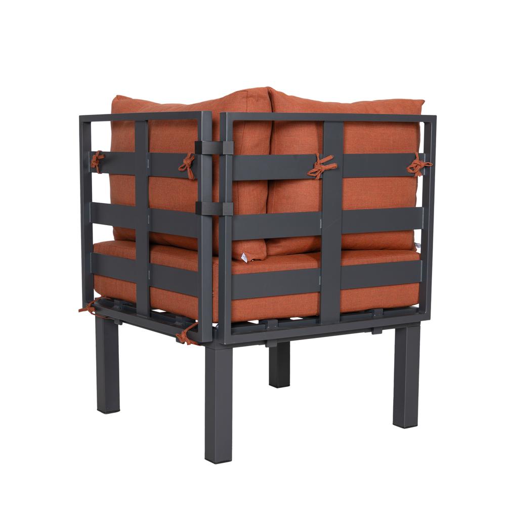 LeisureMod Chelsea 6-Piece Patio Sectional Black Aluminum With Cushions in Orange. Picture 27