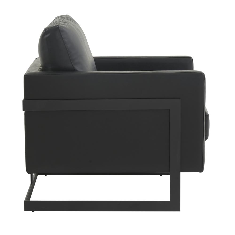 Leather Accent Armchair With Black Steel Frame. Picture 2