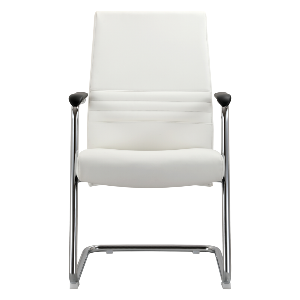 Aleen Series Guest Office Chair In White Leather. Picture 4