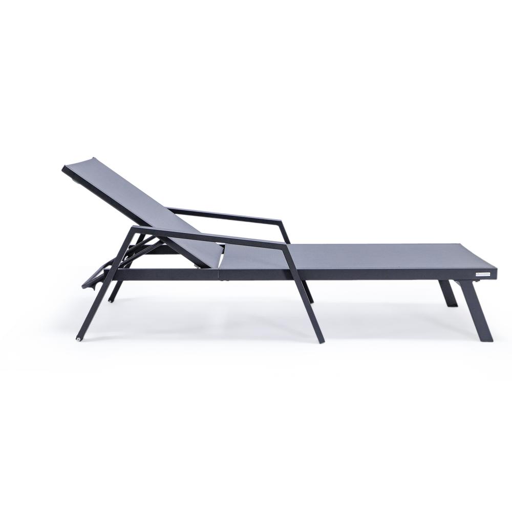Marlin Patio Chaise Lounge Chair With Armrests in Black Aluminum Frame. Picture 7