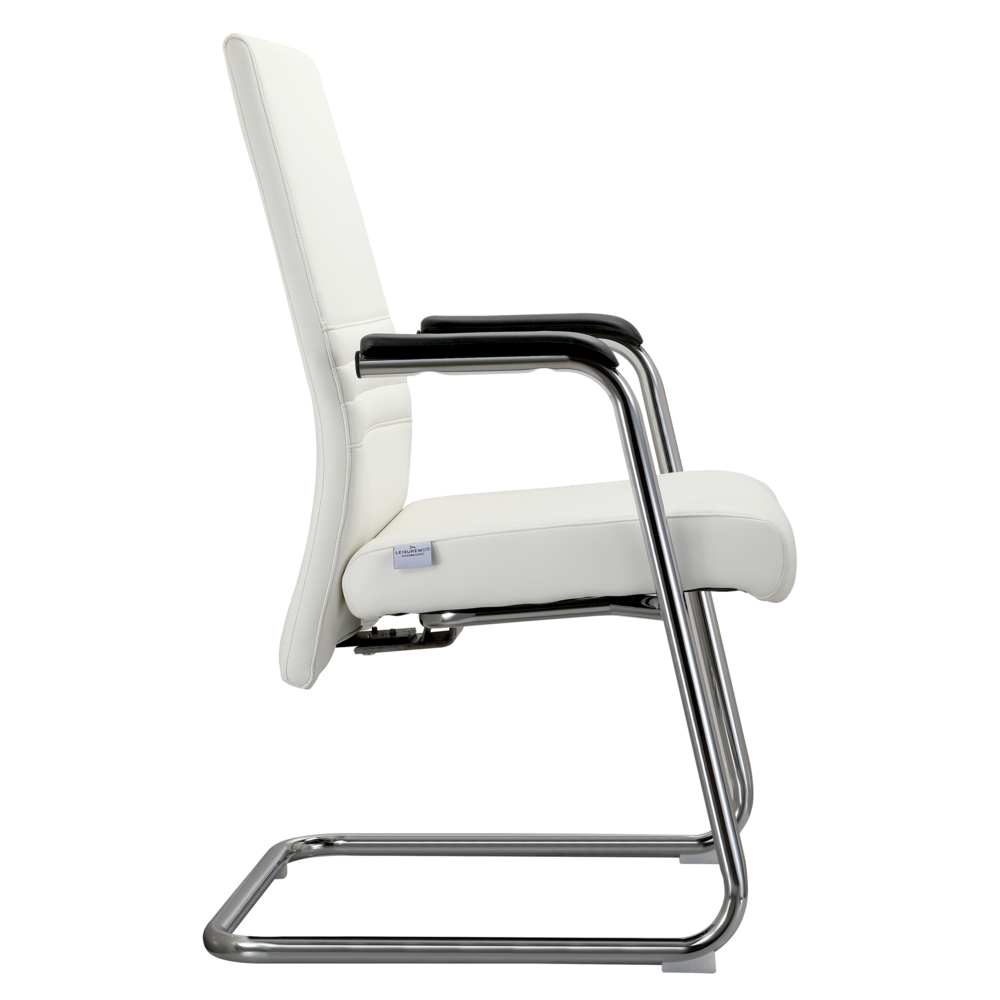 Aleen Series Guest Office Chair In White Leather. Picture 6