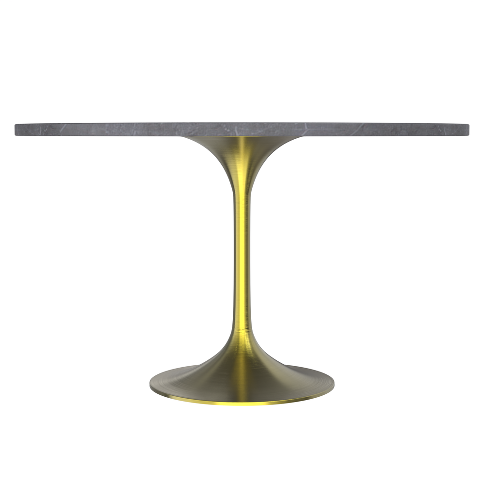 48 Round Dining Table, Brushed Gold Base with Sintered Stone Grey Top. Picture 2