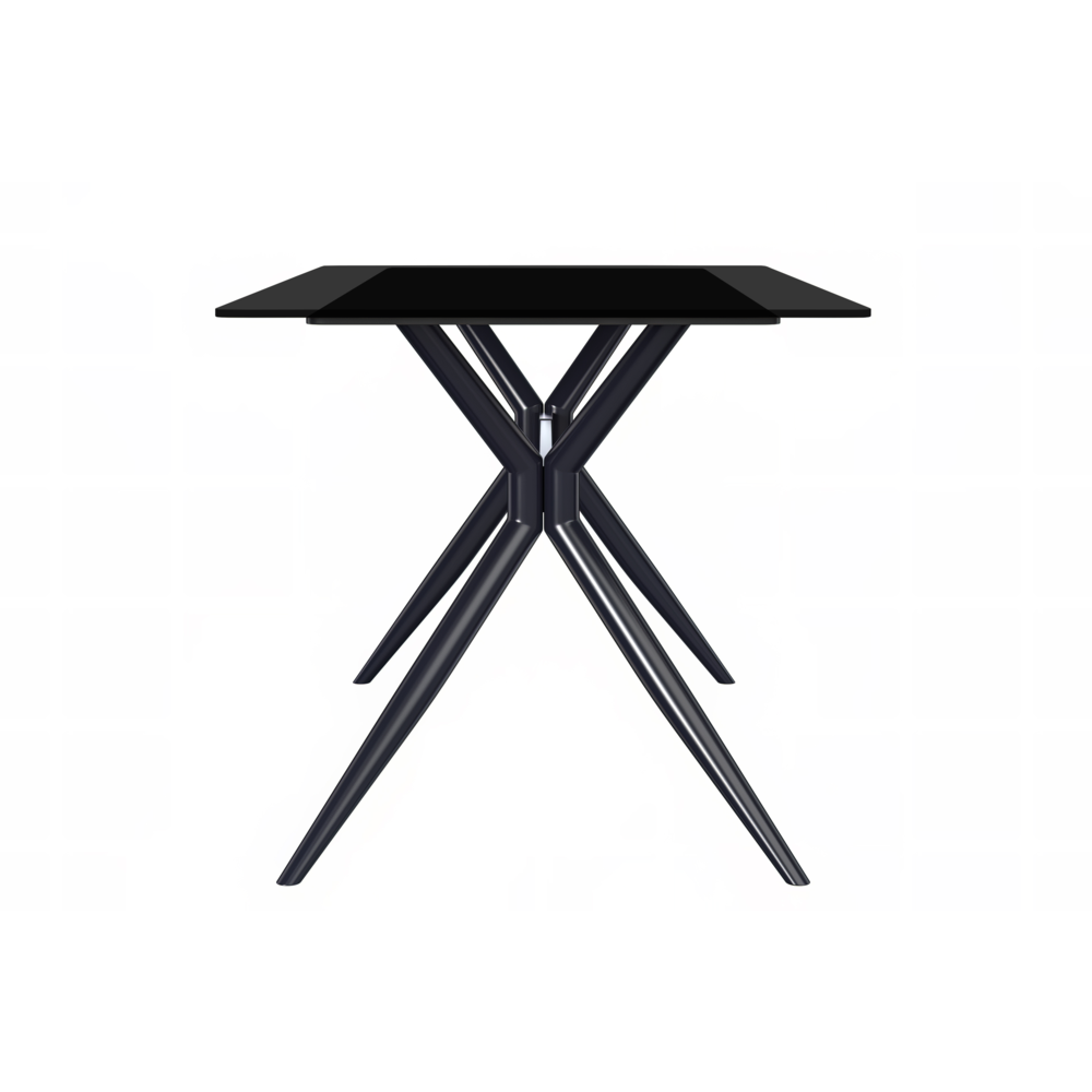 Elega Series Black Stainless Steel Dining Table 55 With Black Glass Top. Picture 3