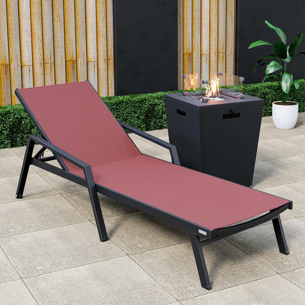 Black Aluminum Outdoor Patio Chaise Lounge Chair With Arms. Picture 7