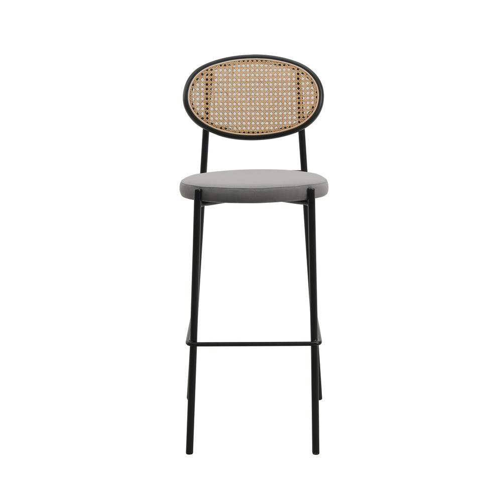 Euston Modern Wicker Bar Stool With Black Steel Frame, Set of 2. Picture 2