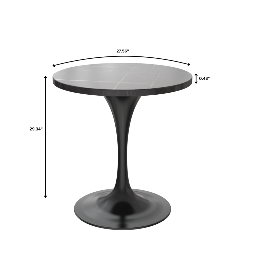 Verve 27 Round Dining Table, Black Base with Sintered Stone Black Top. Picture 7