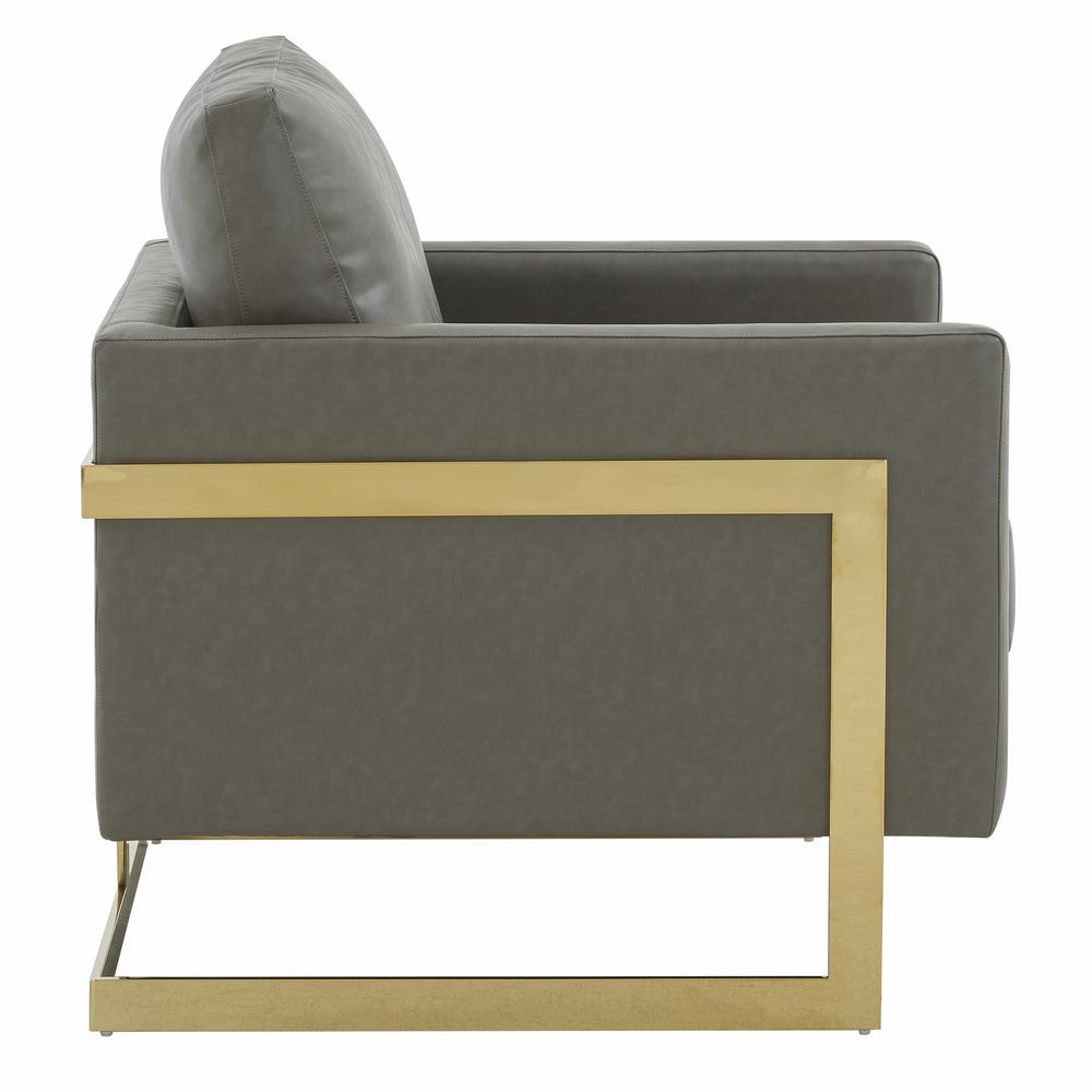Leather Accent Armchair With Gold Frame. Picture 4