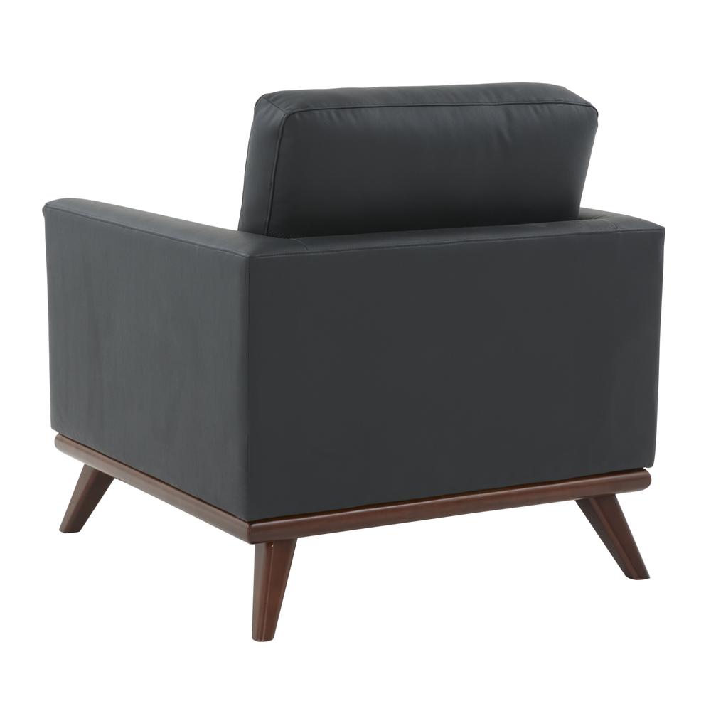 LeisureMod Chester Modern Leather Accent Arm Chair With Birch Wood Base, Black. Picture 5