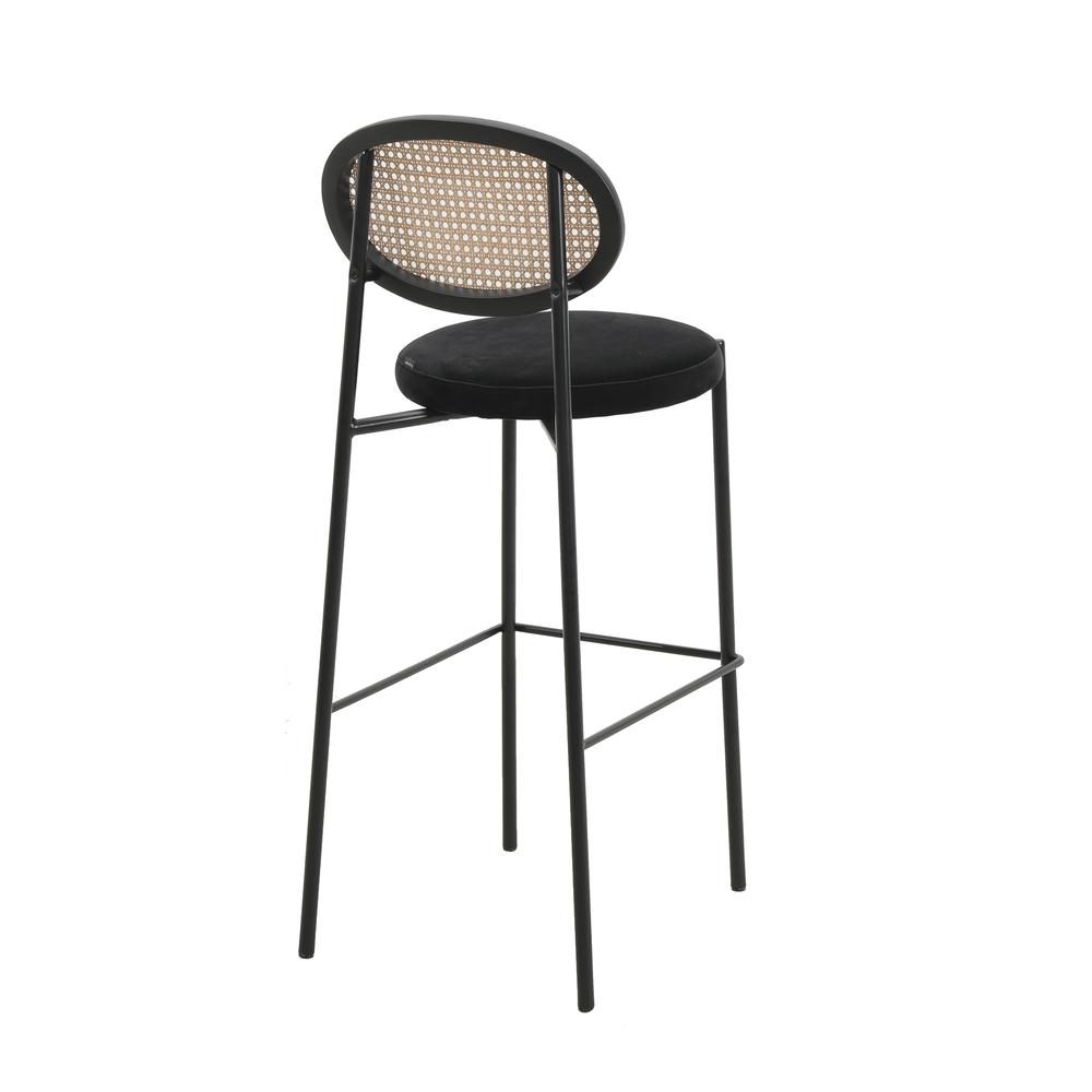 Euston Modern Wicker Bar Stool With Black Steel Frame. Picture 4