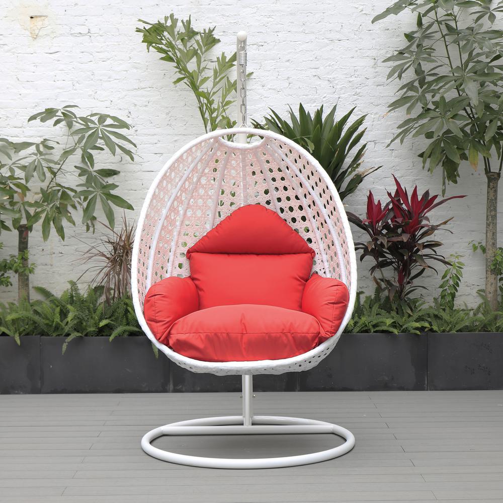 White Wicker Hanging Egg Swing Chair. Picture 7