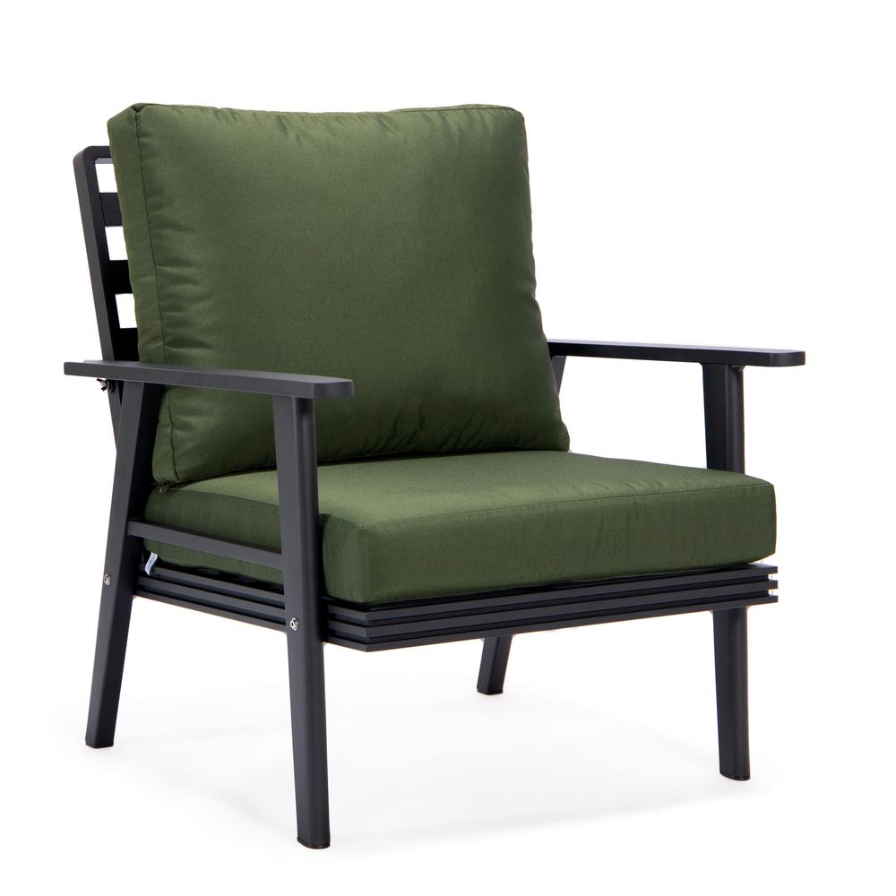 LeisureMod Walbrooke Modern Black Patio Conversation With Square Fire Pit & Tank Holder, Green. Picture 15
