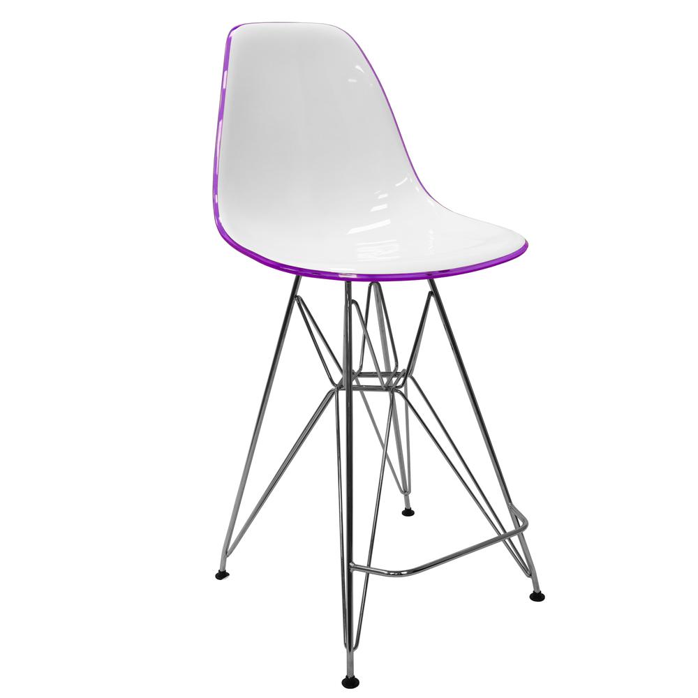 Cresco Modern Acrylic Barstool with Chrome Base and Footrest. Picture 2