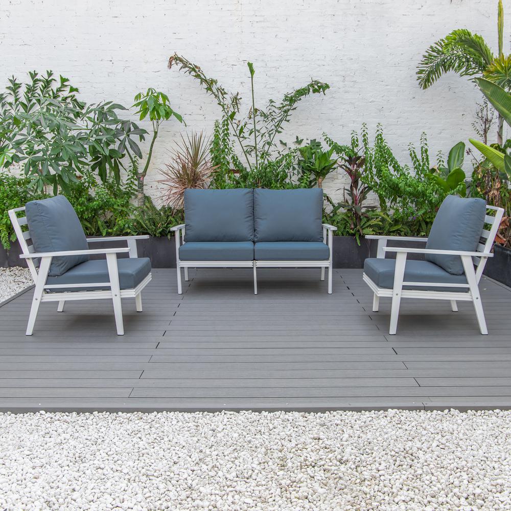 3-Piece Outdoor Patio Set with White Aluminum Frame. Picture 9