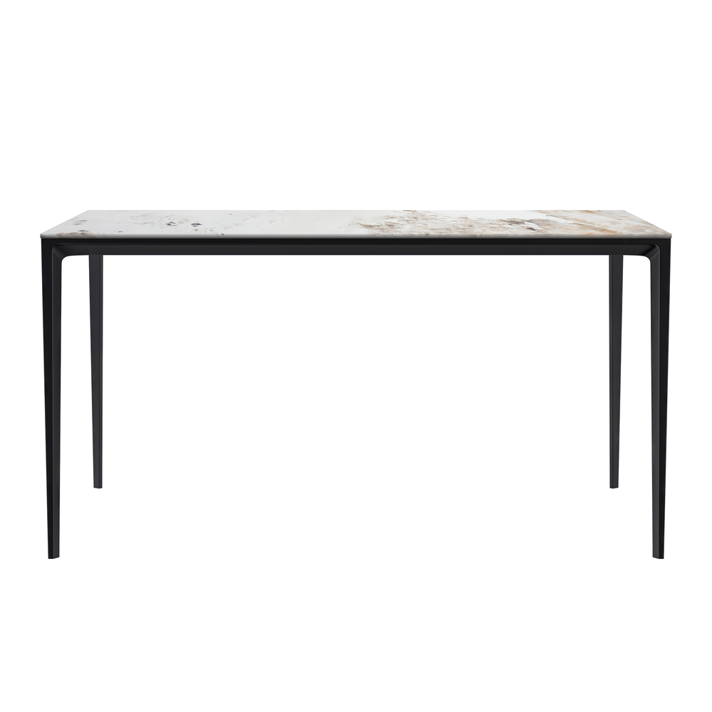 Avo Series Modern Dining Table Black Base, With 55 White Grey Sintered Stone Top. Picture 6