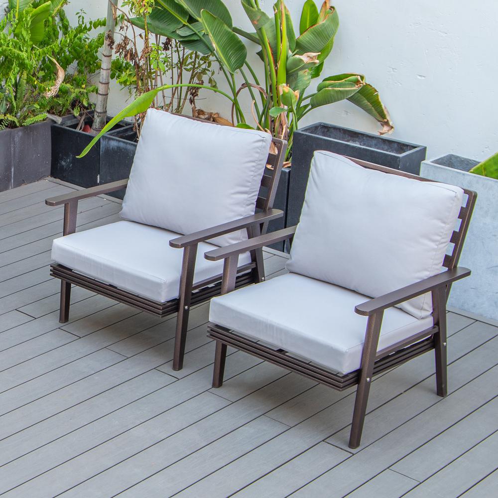 Walbrooke Modern Brown Patio Arm Chair, Set of 2. Picture 6