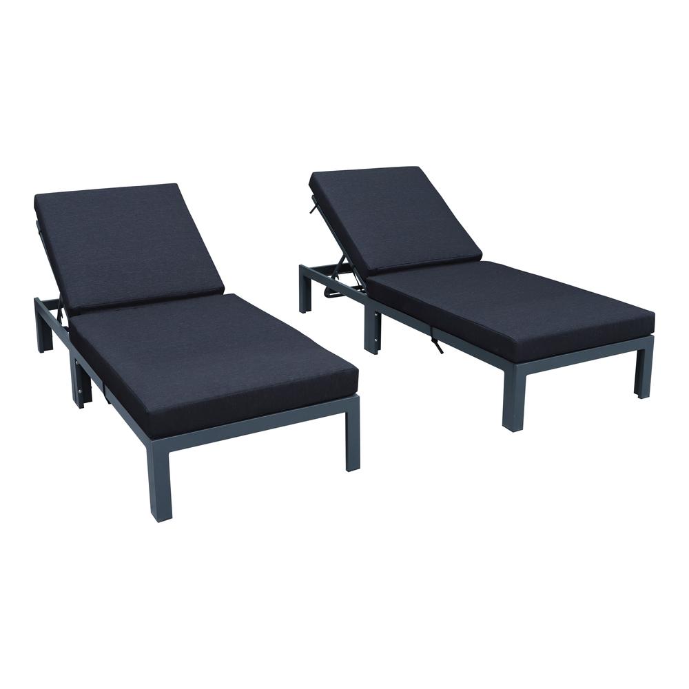 Chelsea Modern Outdoor Chaise Lounge Chair With Cushions Set of 2. Picture 4
