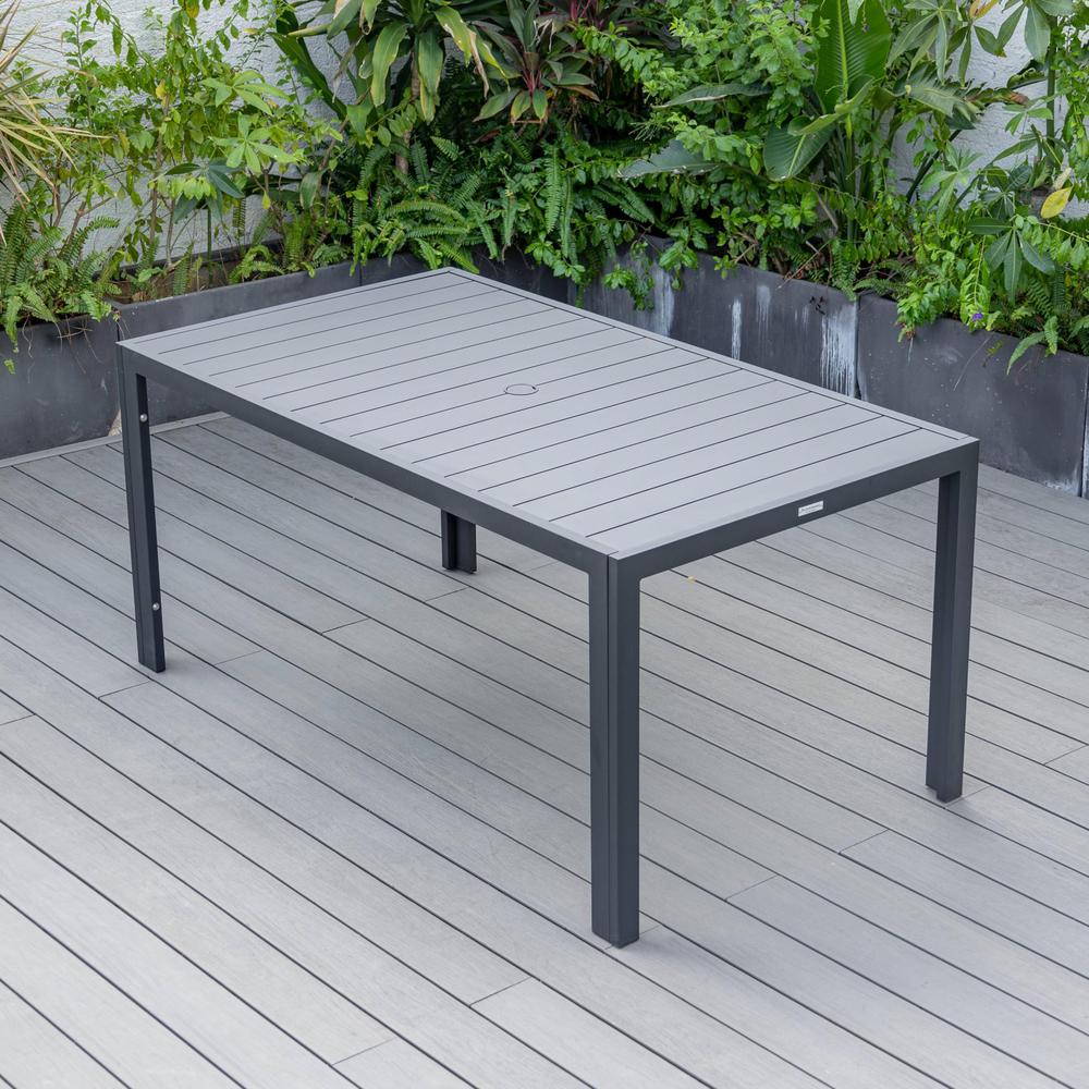 Chelsea Aluminum Outdoor Dining Table With 8 Chairs and Charcoal Blue Cushions. Picture 4