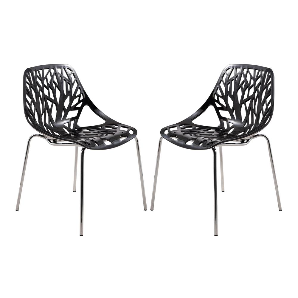 Modern Asbury Dining Chair w/ Chromed Legs, Set of 2. Picture 1