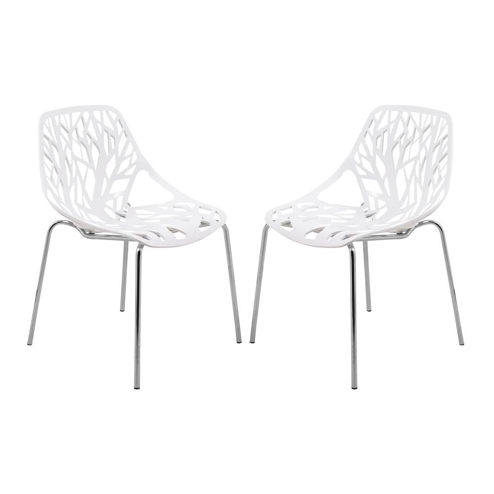 Modern Asbury Dining Chair w/ Chromed Legs, Set of 2. Picture 1