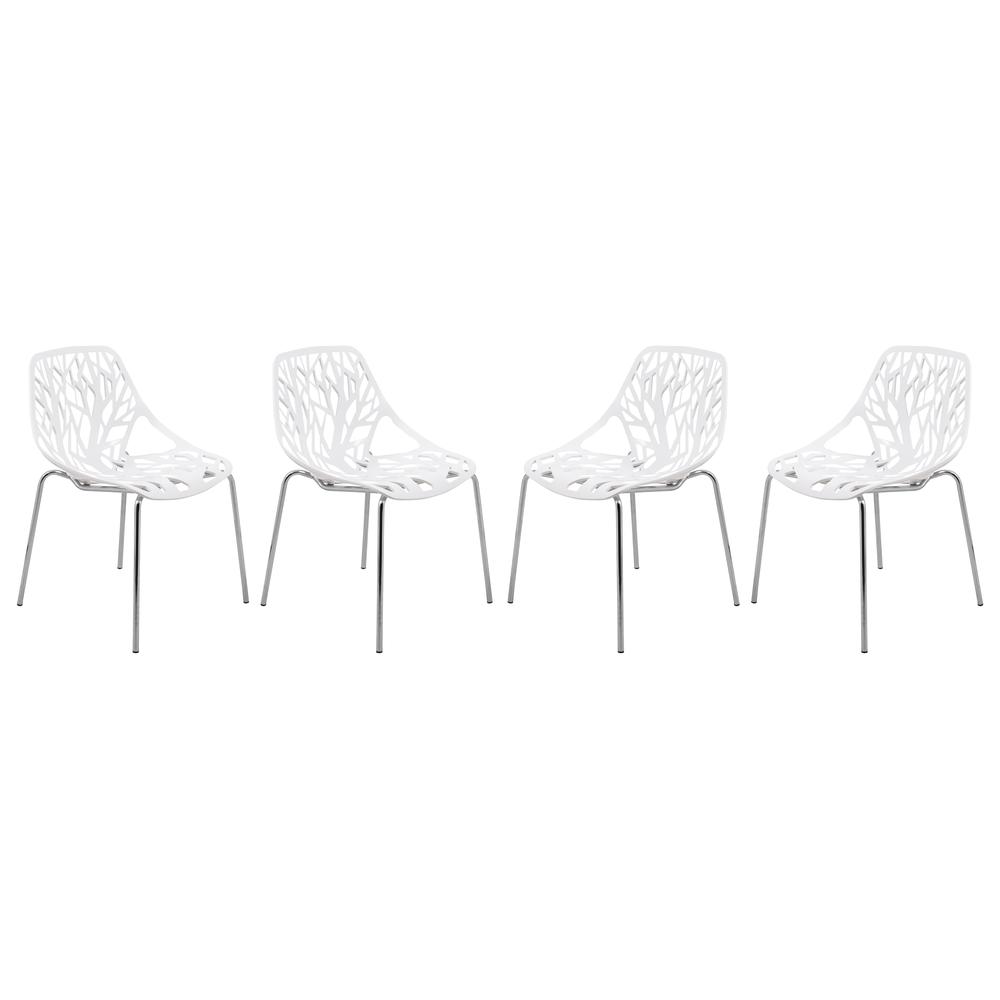 Modern Asbury Dining Chair w/ Chromed Legs, Set of 4. Picture 1