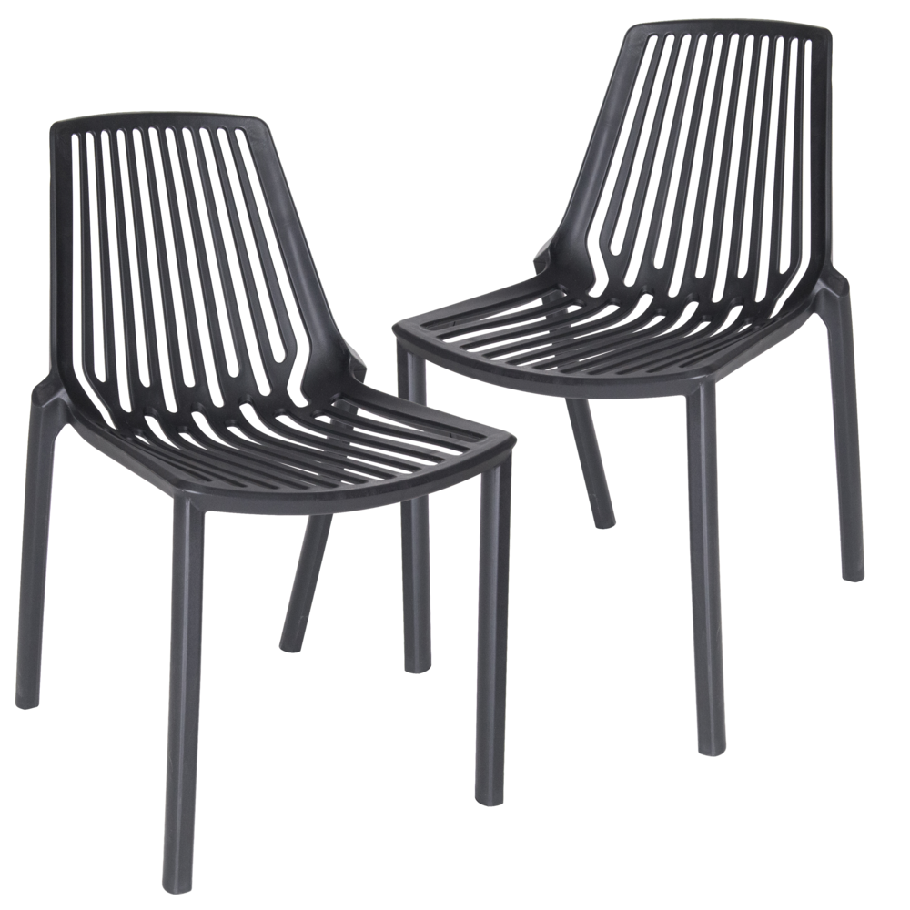 Acken Plastic Stackable Dining Chair, Set of 2. Picture 1