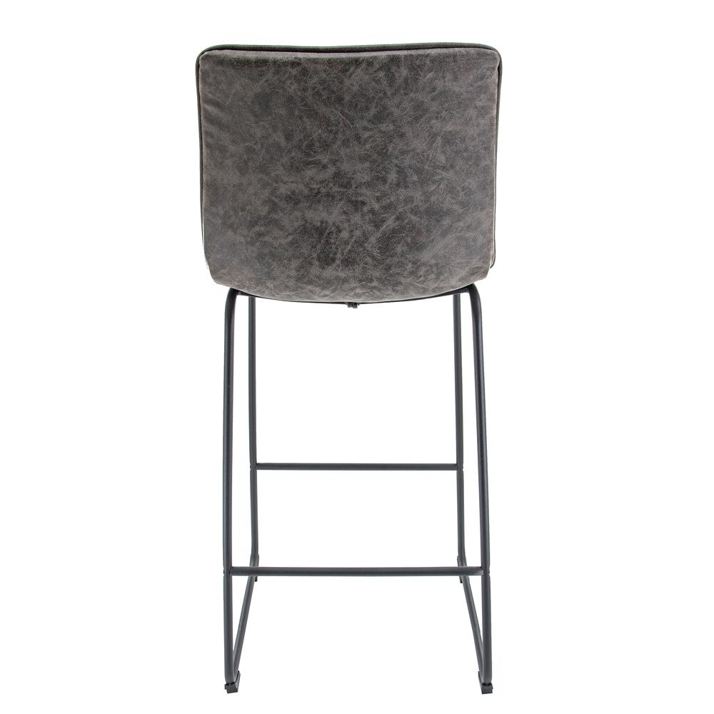 LeisureMod Brooklyn 29.9" Modern Leather Bar Stool With Black Iron Base & Footrest Grey. Picture 5