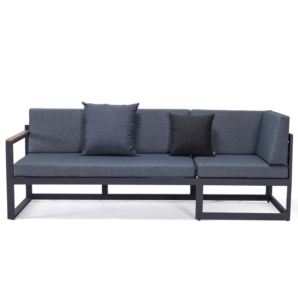 LeisureMod Chelsea Black Sectional With Adjustable Headrest & Coffee Table With Two Tone Cushions CSLBL-80BU-BL. Picture 15