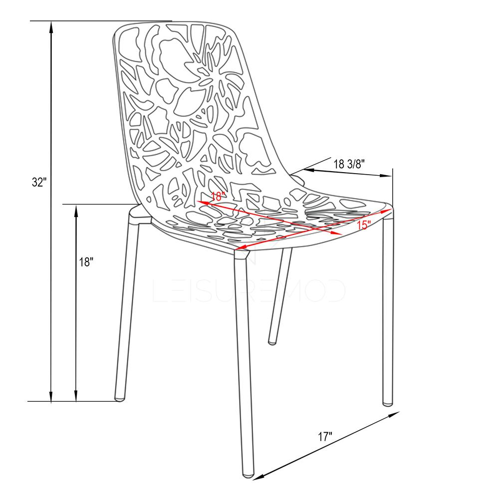 LeisureMod Modern Devon Aluminum Chair, Set of 4 DC23BL4. Picture 11