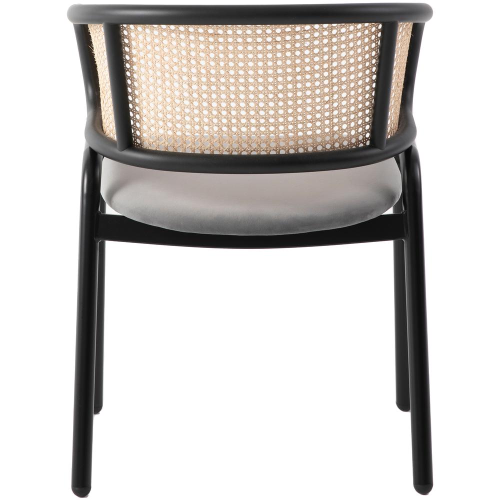 Dining Chair With Stainless Steel Legs Velvet Seat and Wicker Back. Picture 8