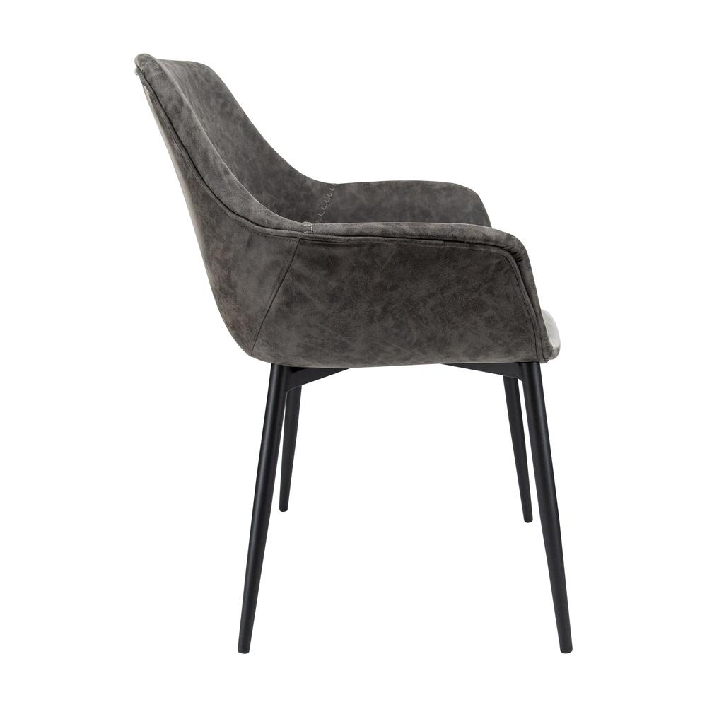 LeisureMod Markley Modern Leather Dining Armchair Kitchen Chairs with Metal Legs… in Grey. Picture 3