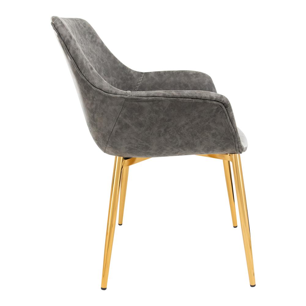 LeisureMod Markley Modern Leather Dining Armchair Kitchen Chairs with Gold Metal Legs… in Grey. Picture 3