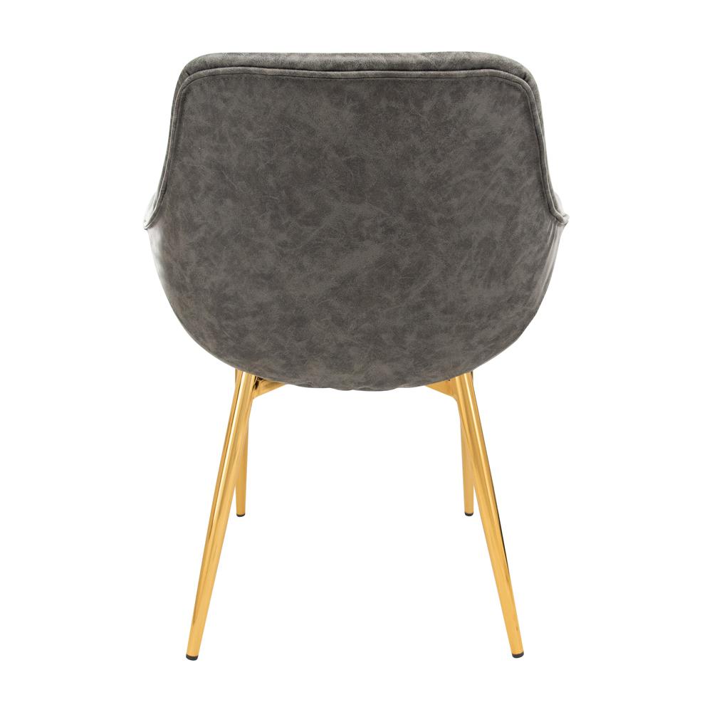 LeisureMod Markley Modern Leather Dining Armchair Kitchen Chairs with Gold Metal Legs… in Grey. Picture 4