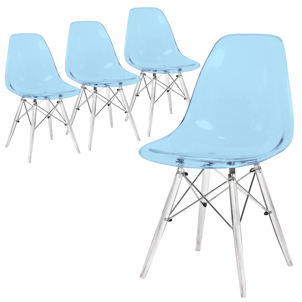 Dover Molded Side Chair with Acrylic Base, Set of 4. Picture 1