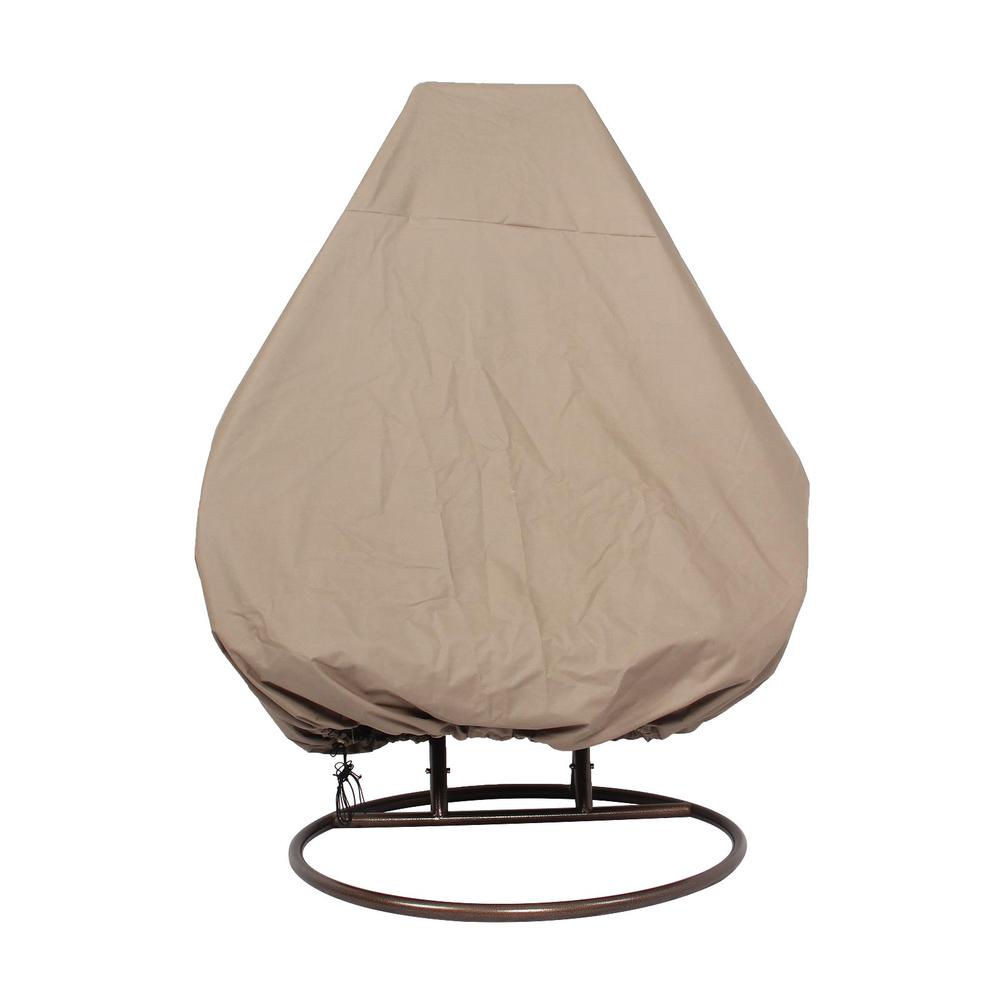 LeisureMod Wicker Hanging 2 person Egg Swing Chair With Outdoor Cover ESC57WBG-C. Picture 4