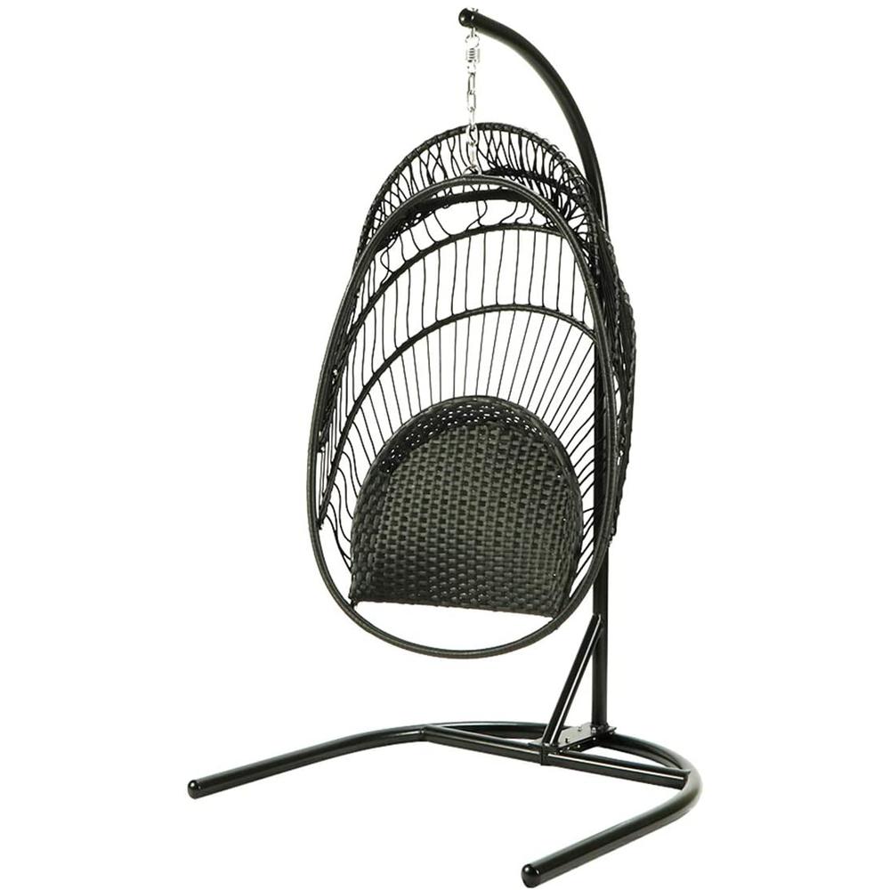 LeisureMod Wicker Folding Hanging Egg Swing Chair ESCF40DGR. Picture 13