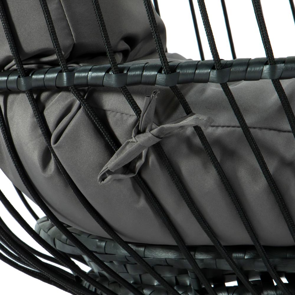 LeisureMod Wicker Folding Hanging Egg Swing Chair ESCF40DGR. Picture 17