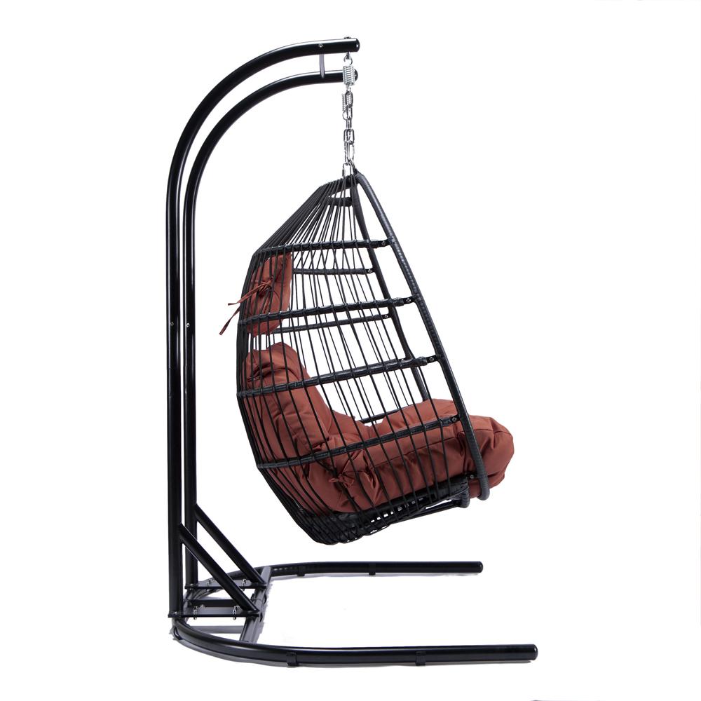 LeisureMod Wicker 2 Person Double Folding Hanging Egg Swing Chair ESCF52CH. Picture 49